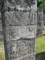 Voir l'image 11_02_00420.Chichen-Itza_Chichen-Itza.IMG_2697.JPG : Chaque colonne carrée est gravée et représente un guerrier